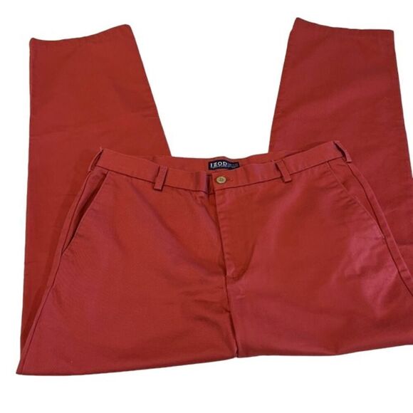 IZOD Men's Flat Front Chino Pants in Salmon Size 36x34 - Picture 7 of 8